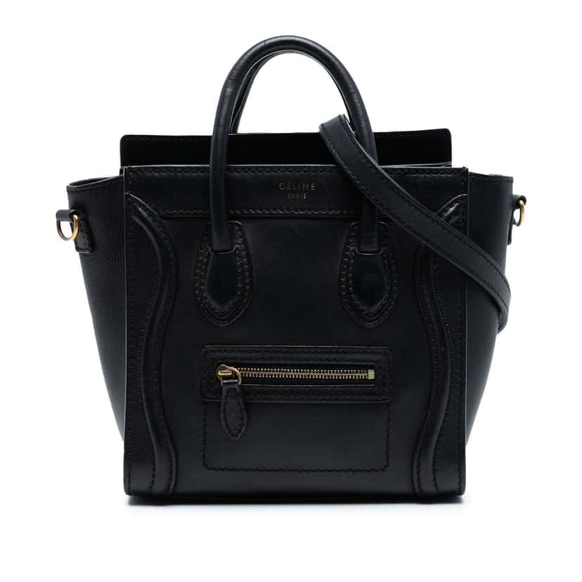 Celine Nano Leather Luggage Tote Black Leather Good condition - Front View