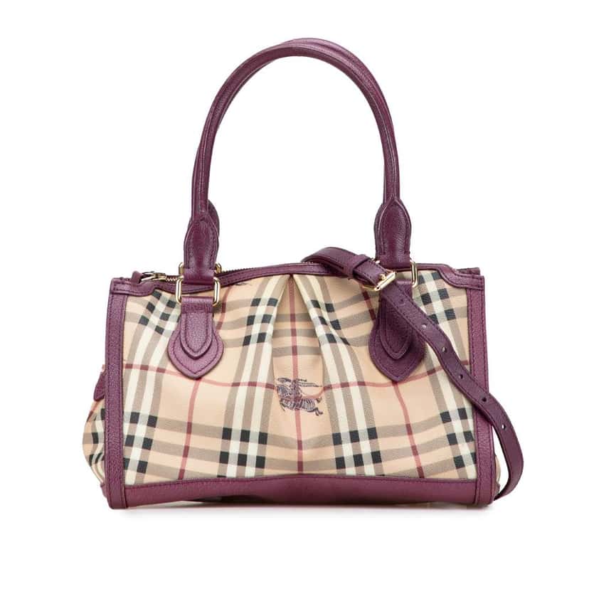 Burberry Haymarket Check Coated Canvas Pilgrim  Satchel Brown Canvas Good condition - Front View