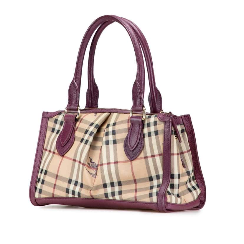 Burberry Haymarket Check Coated Canvas Pilgrim  Satchel Brown Canvas Good condition - Back View