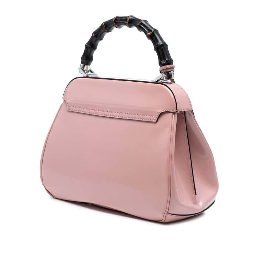 Gucci Medium Smooth Calfskin Bamboo Lady Lock Handbag Pink Leather Good condition - Back View