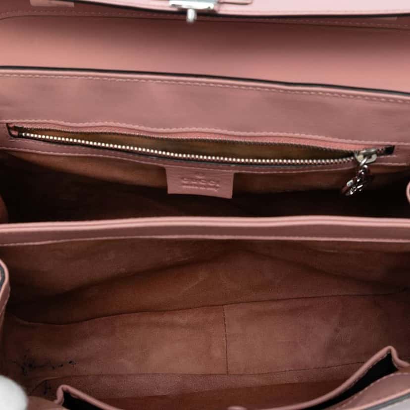 Gucci Medium Smooth Calfskin Bamboo Lady Lock Handbag Pink Leather Good condition - Model View