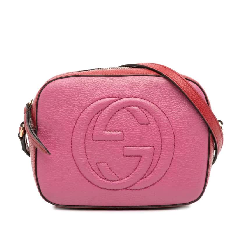 Gucci Small Bicolor Leather Soho Disco Crossbody Pink Leather Very good condition - Front View