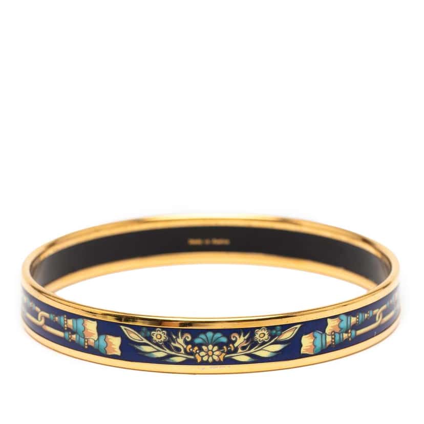 Hermès Narrow Printed Enamel Bangle 62 Blue Good condition - Inside View