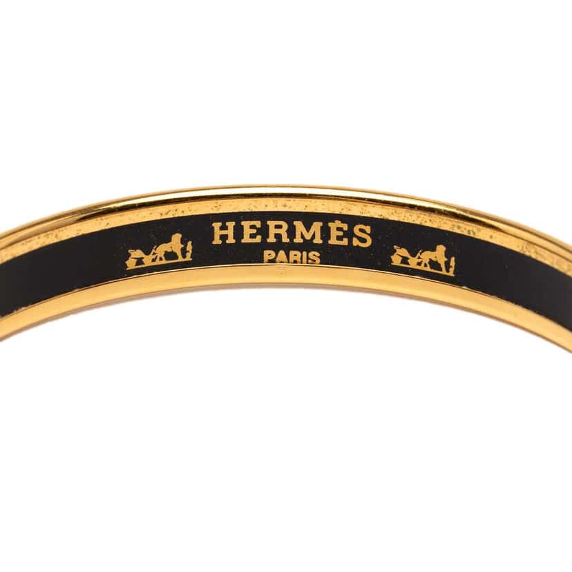 Hermès Narrow Printed Enamel Bangle 62 Blue Good condition - Model View