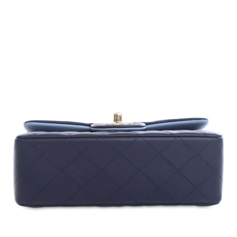 Chanel Mini Rectangular Lambskin Top Handle Flap Blue Leather Good condition - Model View