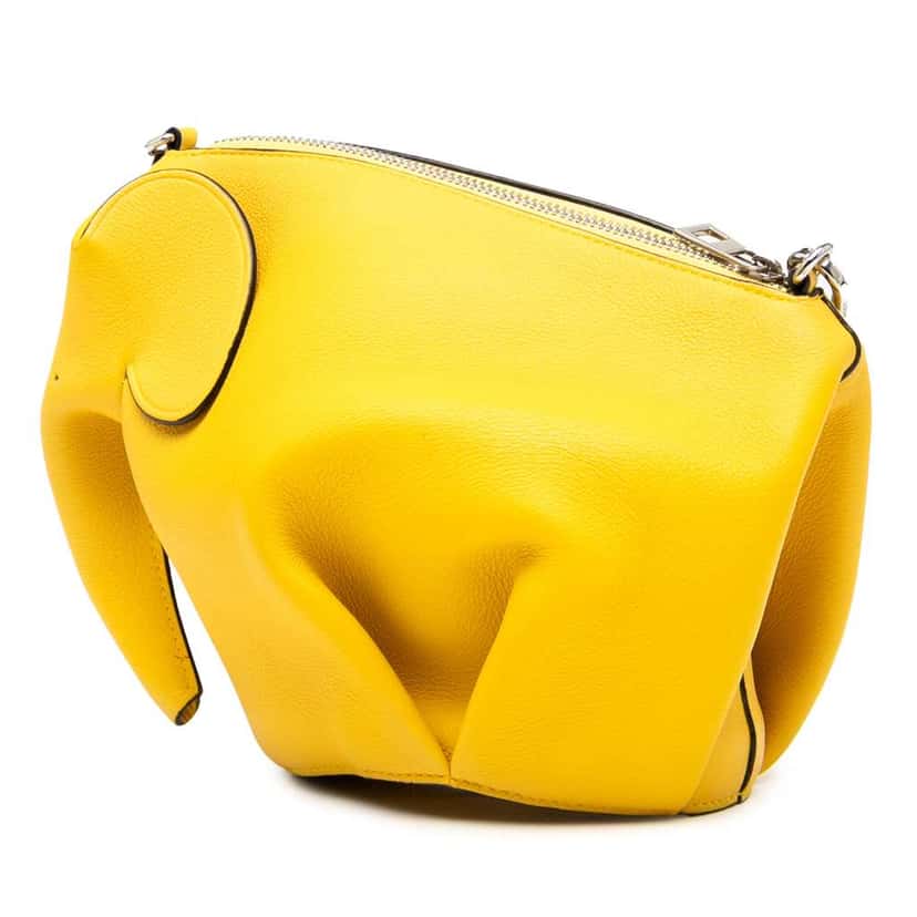Loewe Mini Calfskin Elephant Crossbody Yellow Leather Good condition - Back View