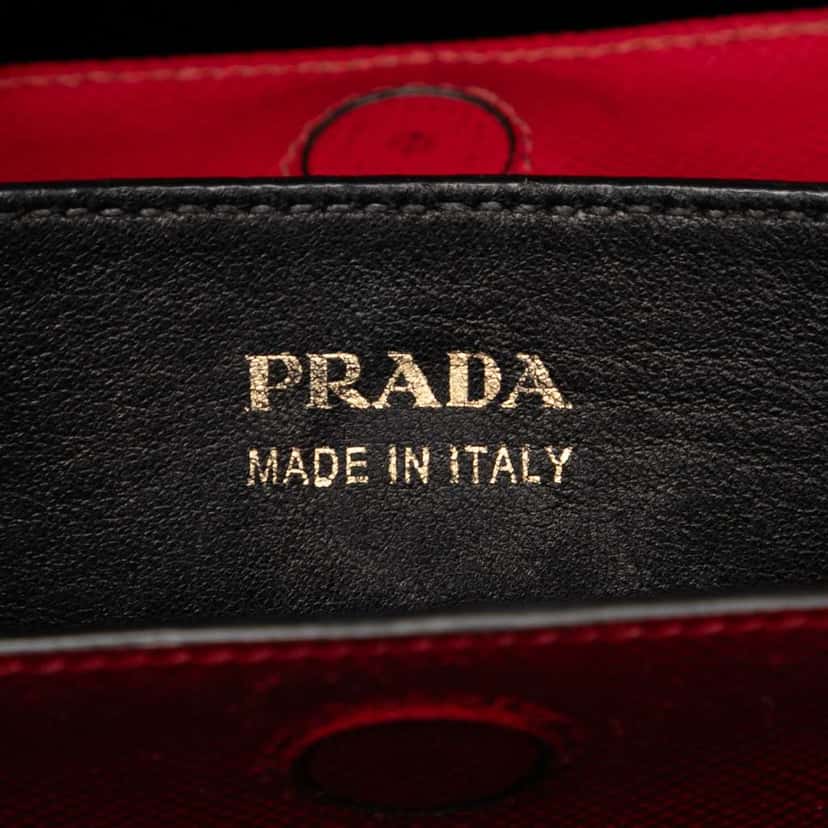 Prada Large Saffiano Cuir Double Satchel Red Leather Good condition - Box View