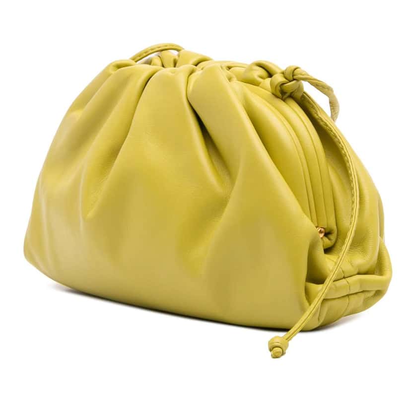 Bottega Veneta Lambskin The Mini Pouch Crossbody Yellow Leather Good condition - Back View