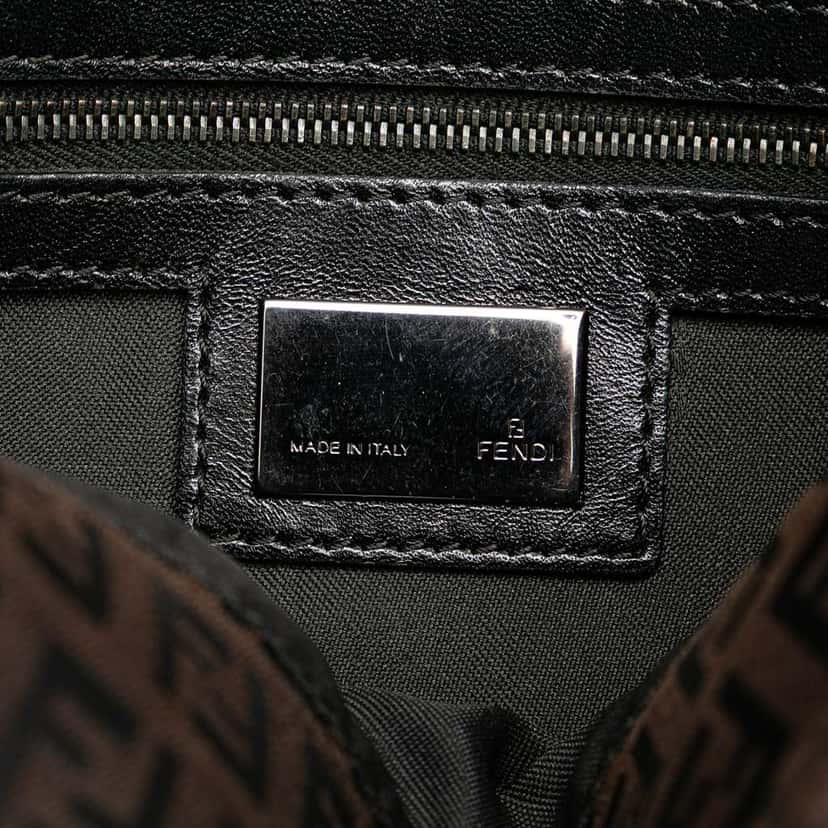 Fendi Zucchino Canvas Double Flap Shoulder Bag Brown Canvas Good condition - Box View