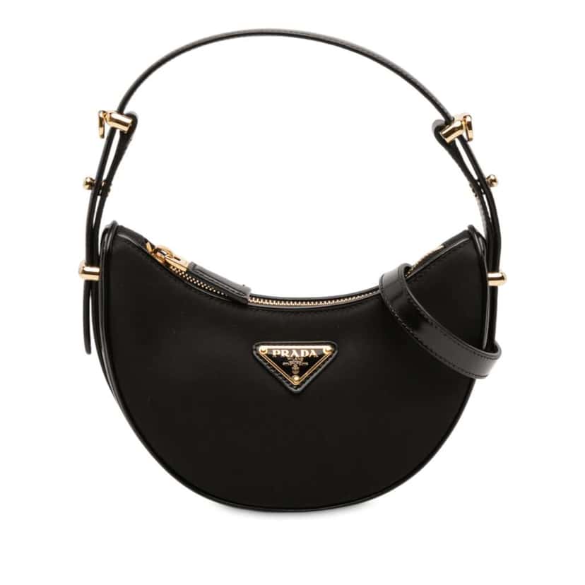 Prada Small Re Nylon and Leather Arque Satchel Black Very good condition - Front View