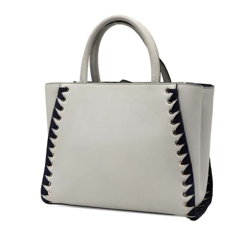 Fendi Petite Whipstitch Leather 2Jours Satchel Grey Leather Good condition - Back View