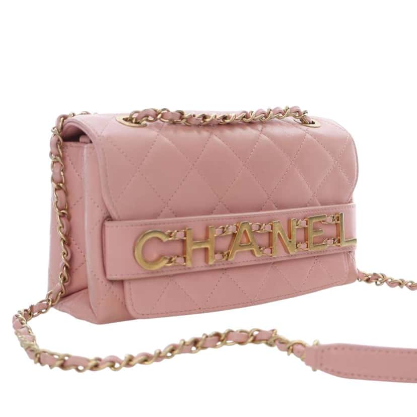Chanel Small Quilted Calfskin Enchained Flap Pink Leather Good condition - Inside View