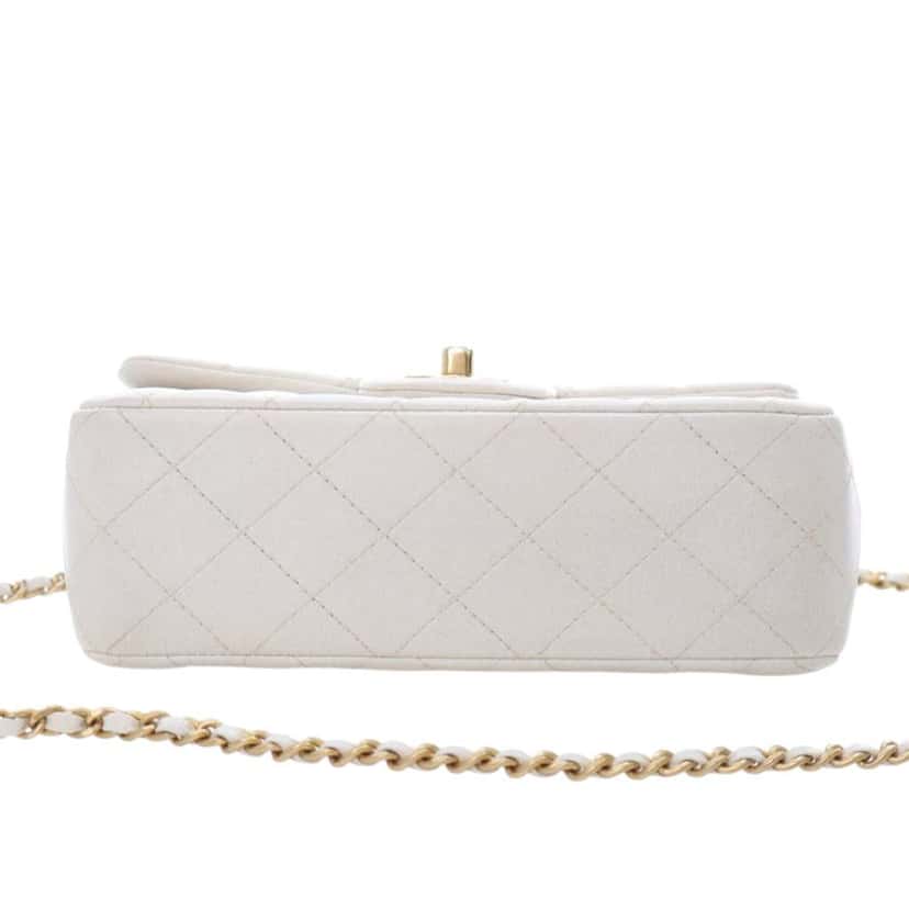 Chanel Mini Rectangular Lambskin Top Handle Flap White Leather Good condition - Box View