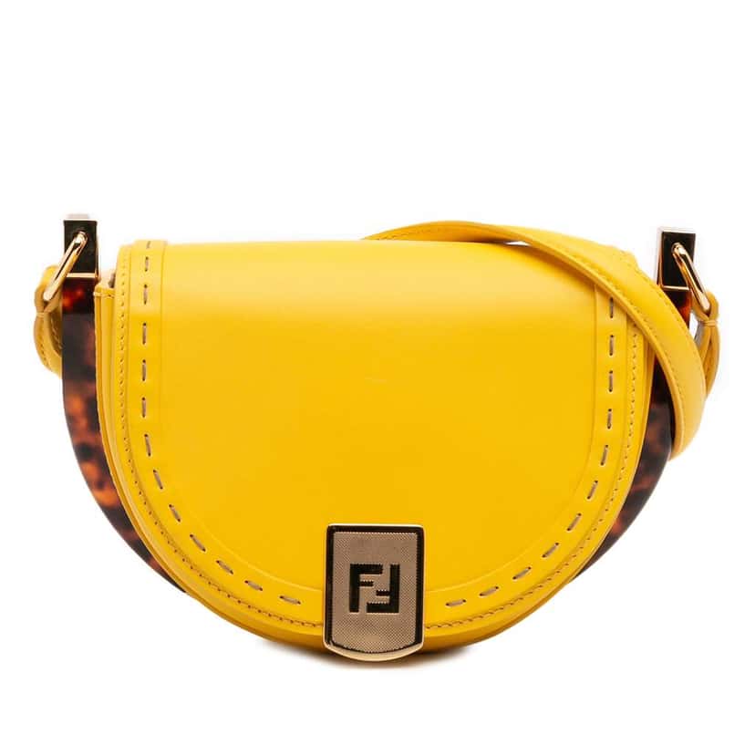 Fendi Leather Moonlight Crossbody Yellow Leather Very good condition - Front View