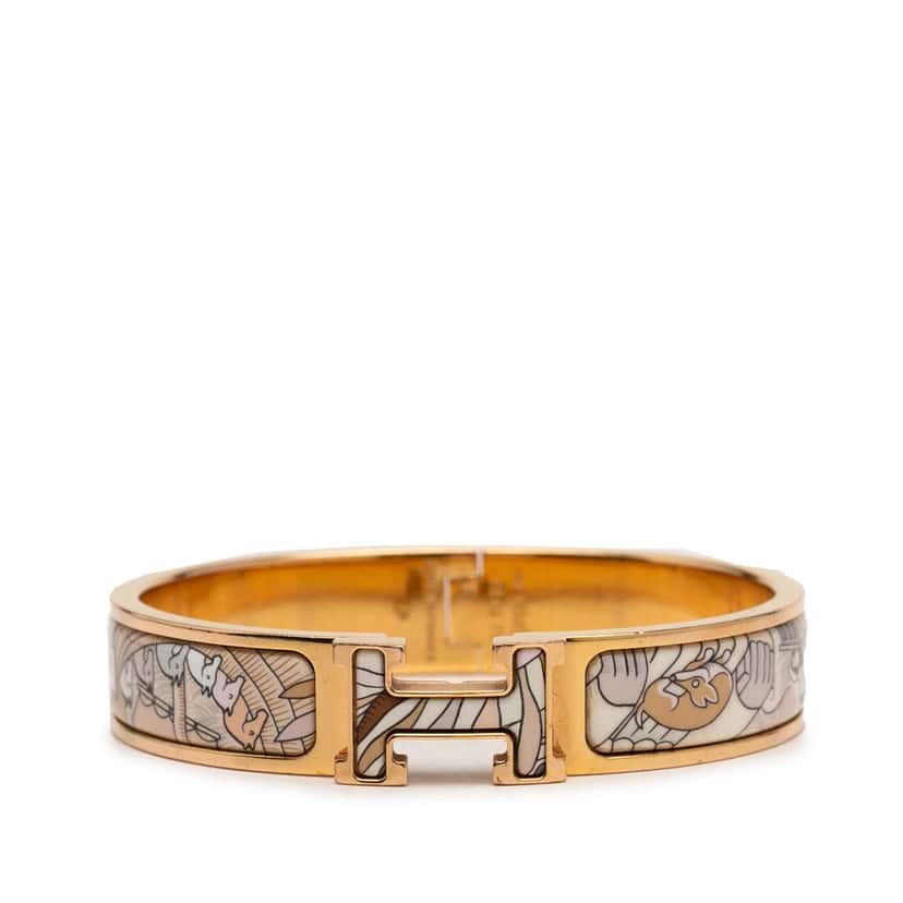 Hermès Narrow Enamel Cosmographia Universalis Clic H Bracelet PM Brown Good condition - Front View