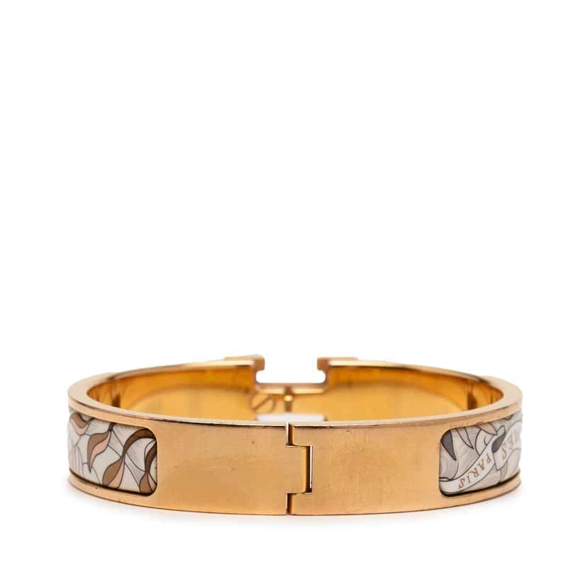 Hermès Narrow Enamel Cosmographia Universalis Clic H Bracelet PM Brown Good condition - Inside View