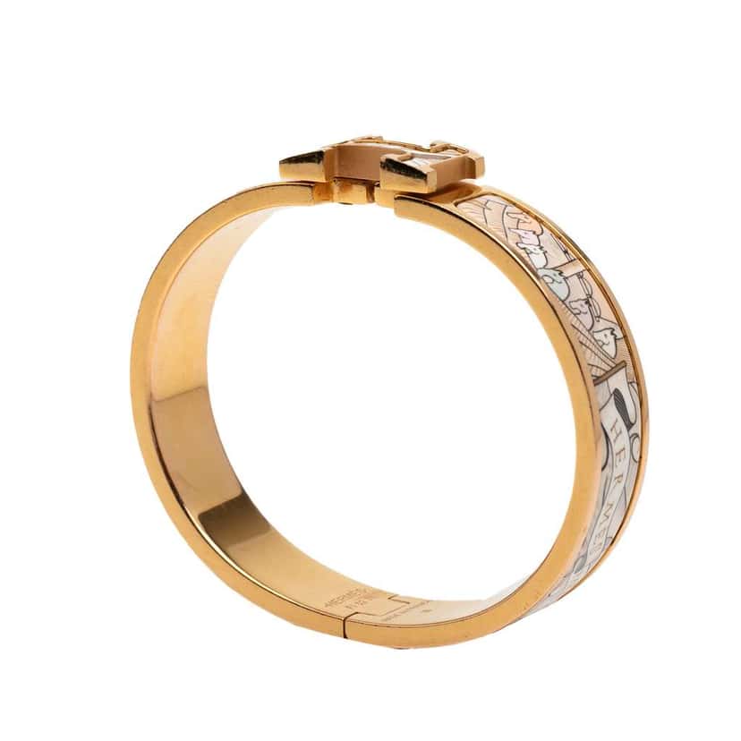 Hermès Narrow Enamel Cosmographia Universalis Clic H Bracelet PM Brown Good condition - Box View