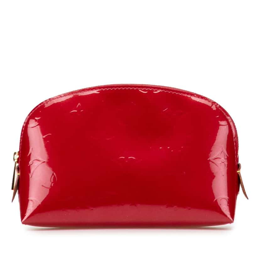 Louis Vuitton Monogram Vernis Cosmetic Pouch Red Leather Good condition - Front View