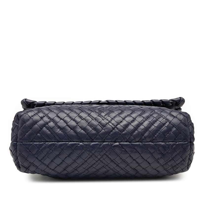Bottega Veneta Small Nappa Intrecciato Stitched Olimpia Shoulder Bag Blue Leather Very good condition - Inside View