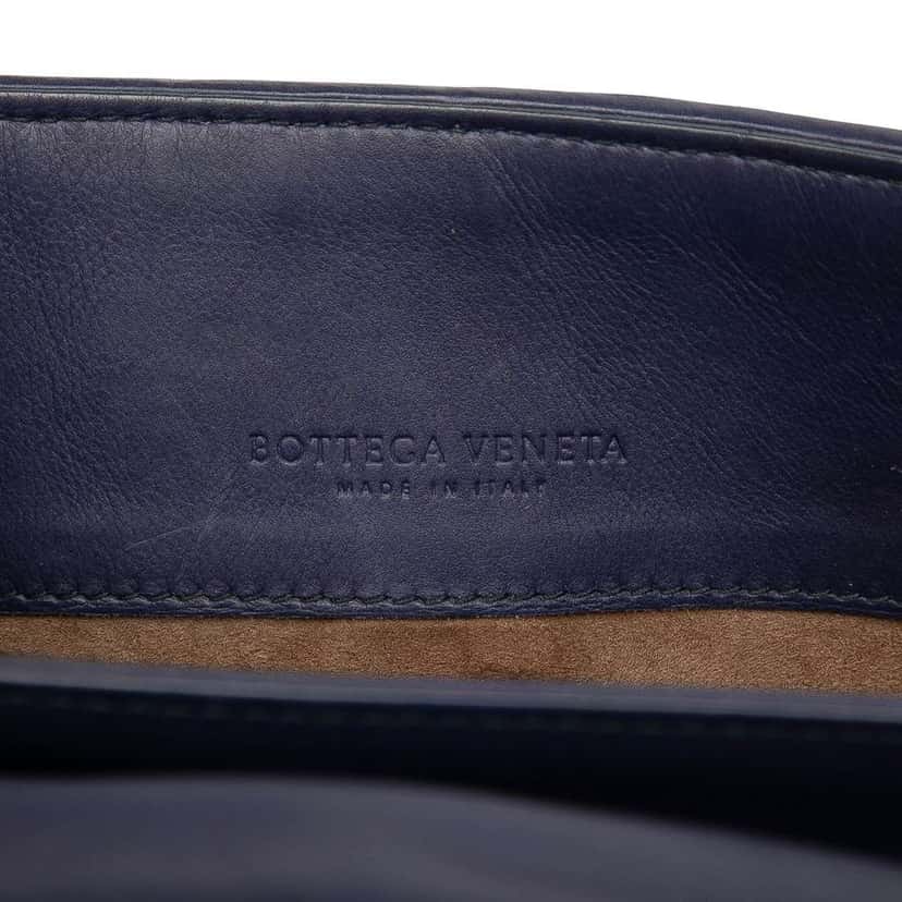 Bottega Veneta Small Nappa Intrecciato Stitched Olimpia Shoulder Bag Blue Leather Very good condition - Box View