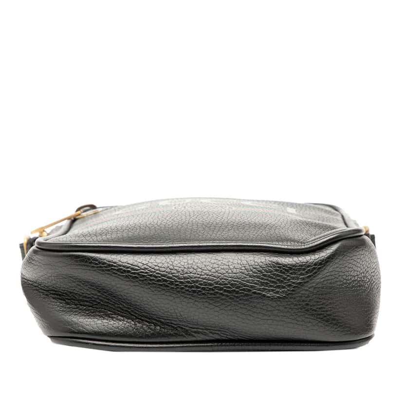 Gucci Grained Calfskin Logo Crossbody Black Leather Good condition - Inside View