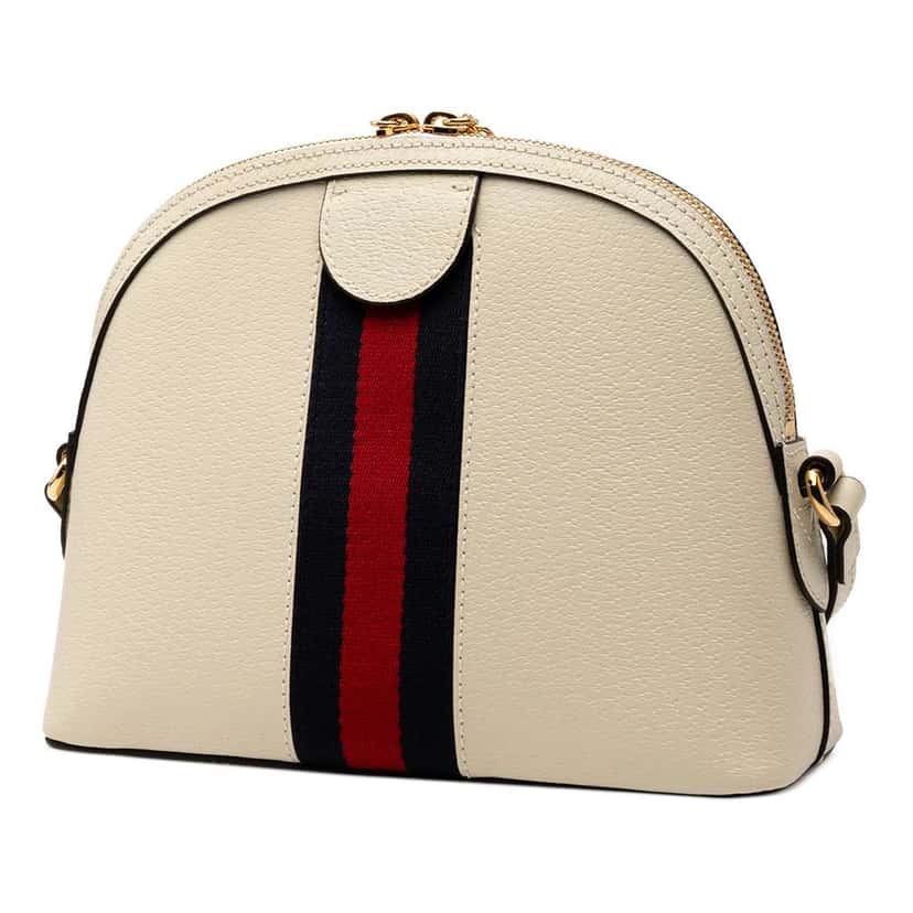 Gucci Small Leather Ophidia Dome Crossbody White Leather Good condition - Back View