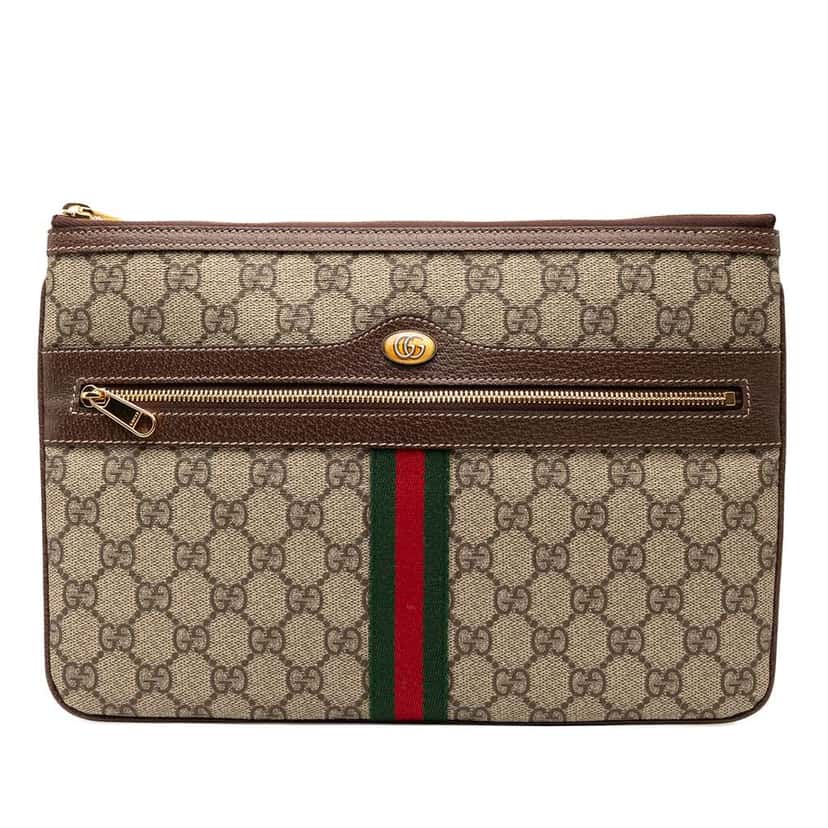 Gucci GG Supreme Web Ophidia Clutch Brown Canvas Good condition - Front View