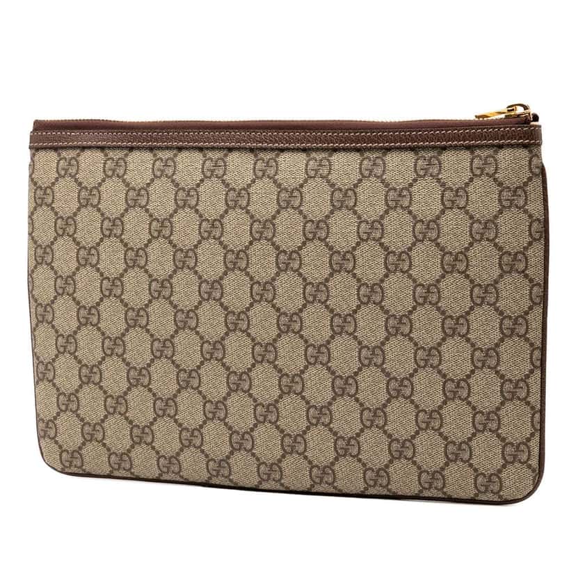 Gucci GG Supreme Web Ophidia Clutch Brown Canvas Good condition - Back View