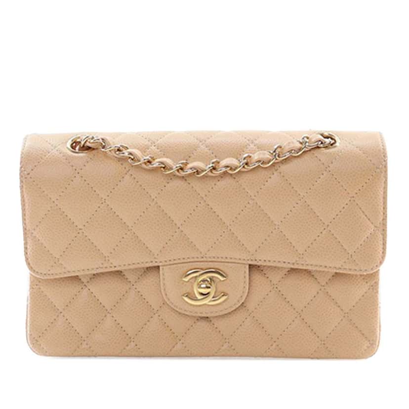 Chanel Small Classic Caviar Double Flap Brown Leather Good condition - Front View