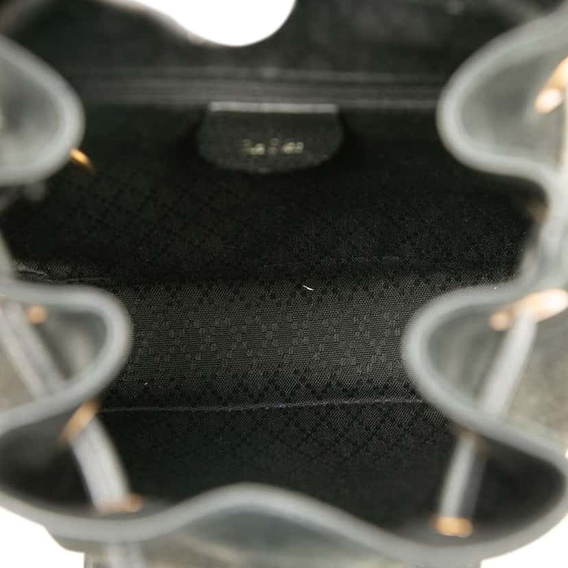 Gucci Suede Bamboo Drawstring Backpack Black Leather Good condition - Model View