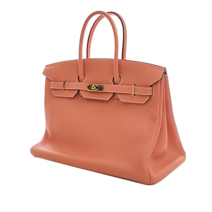 Hermès Togo Birkin Retourne 35 Orange Leather Good condition - Back View
