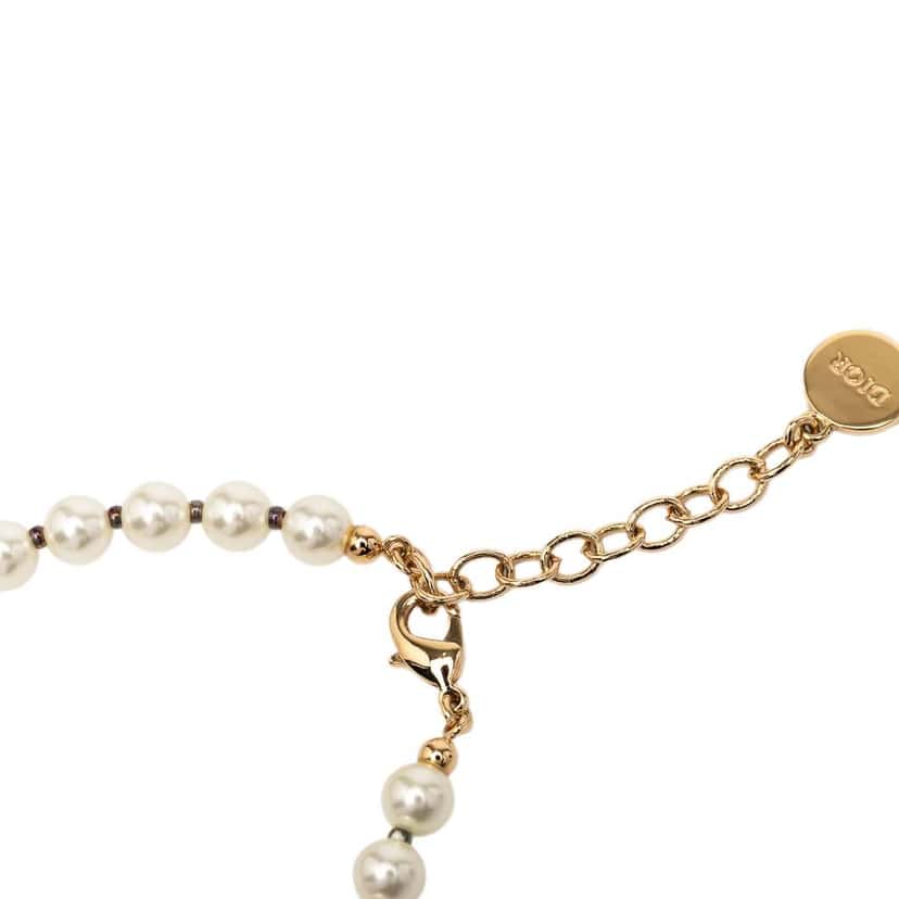 Dior Faux Pearl Gold Plated CD 30 Montaigne Chocker Necklace White Good condition - Inside View