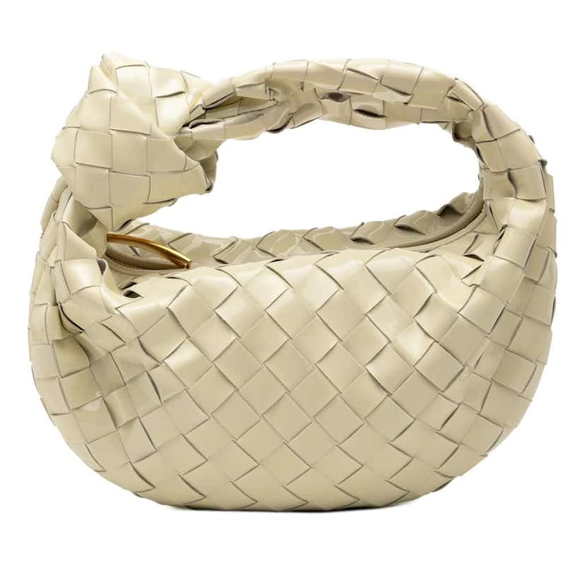 Bottega Veneta Mini Patent Intrecciato Jodie White Leather Good condition - Front View