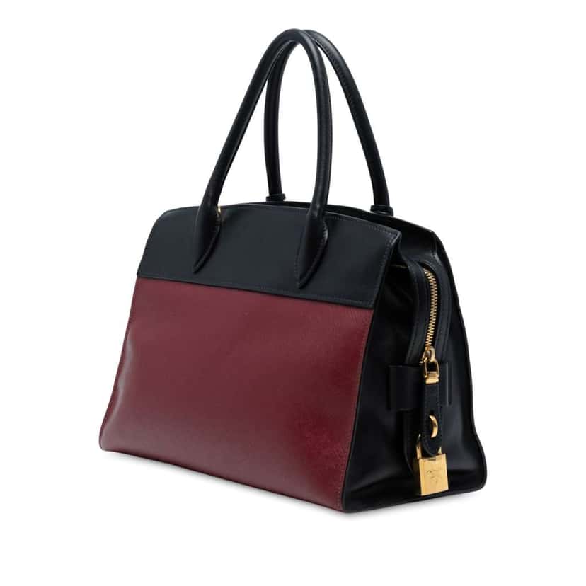 Prada Small Saffiano And City Calf Esplanade Satchel Red Leather Good condition - Back View