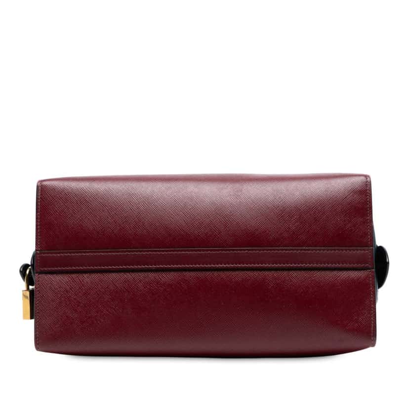 Prada Small Saffiano And City Calf Esplanade Satchel Red Leather Good condition - Inside View
