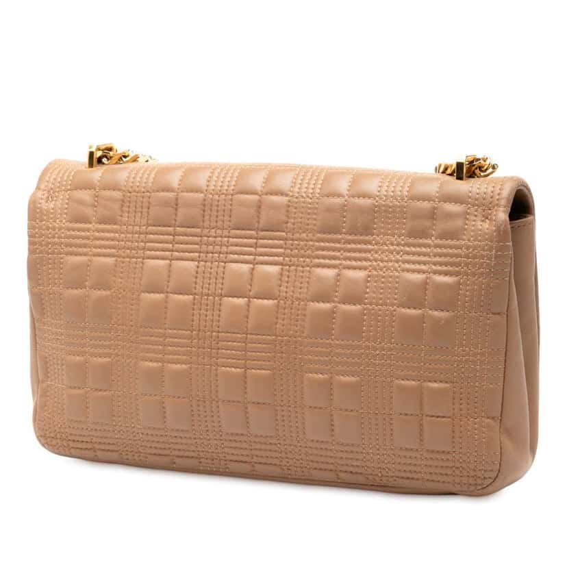 Burberry Medium Quilted Lambskin Lola Crossbody Brown Leather Good condition - Back View