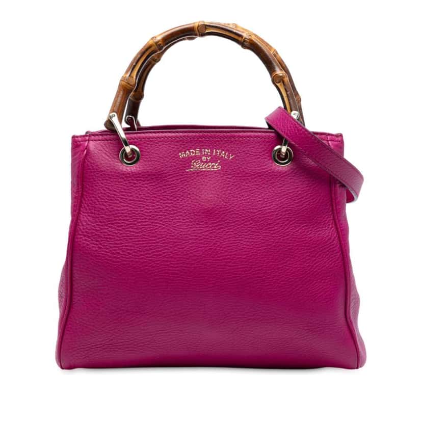Gucci Small Calfskin Bamboo Shopper Satchel Pink Leather Good condition - Front View