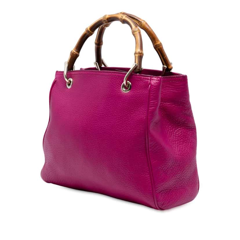 Gucci Small Calfskin Bamboo Shopper Satchel Pink Leather Good condition - Back View