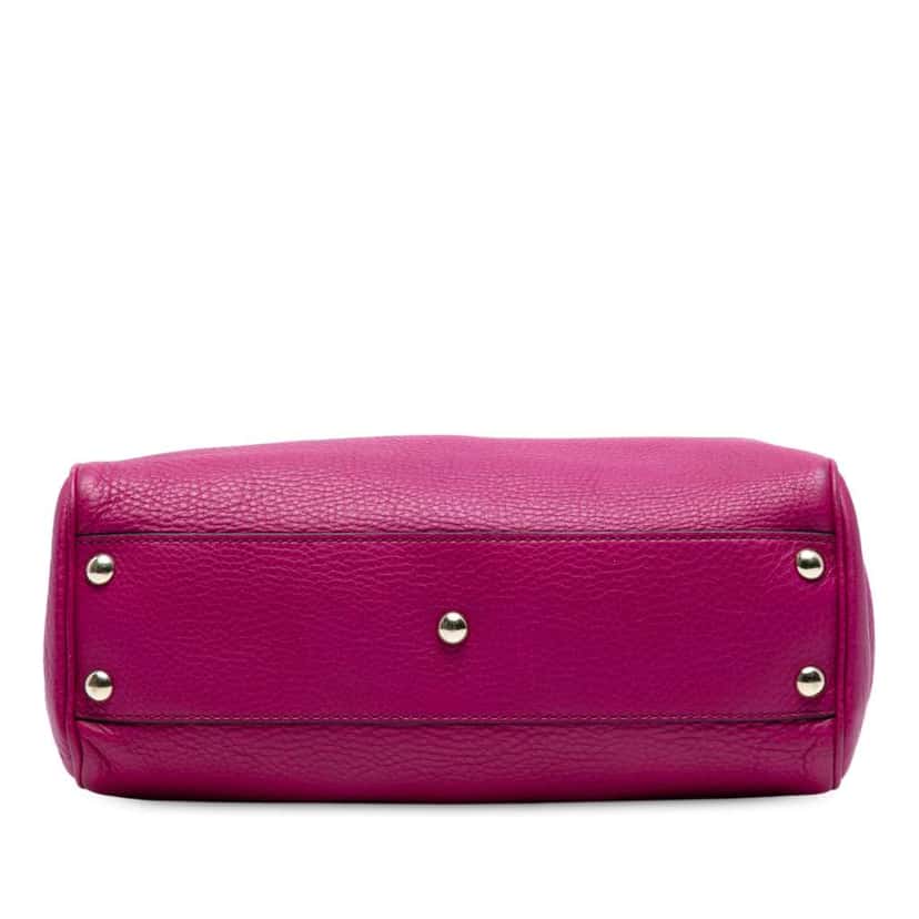 Gucci Small Calfskin Bamboo Shopper Satchel Pink Leather Good condition - Inside View