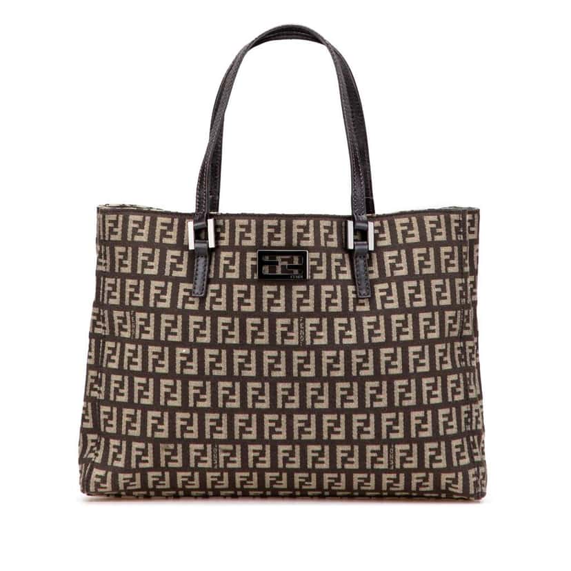 Fendi Small Zucchino Canvas Tote Brown Canvas Good condition - Front View