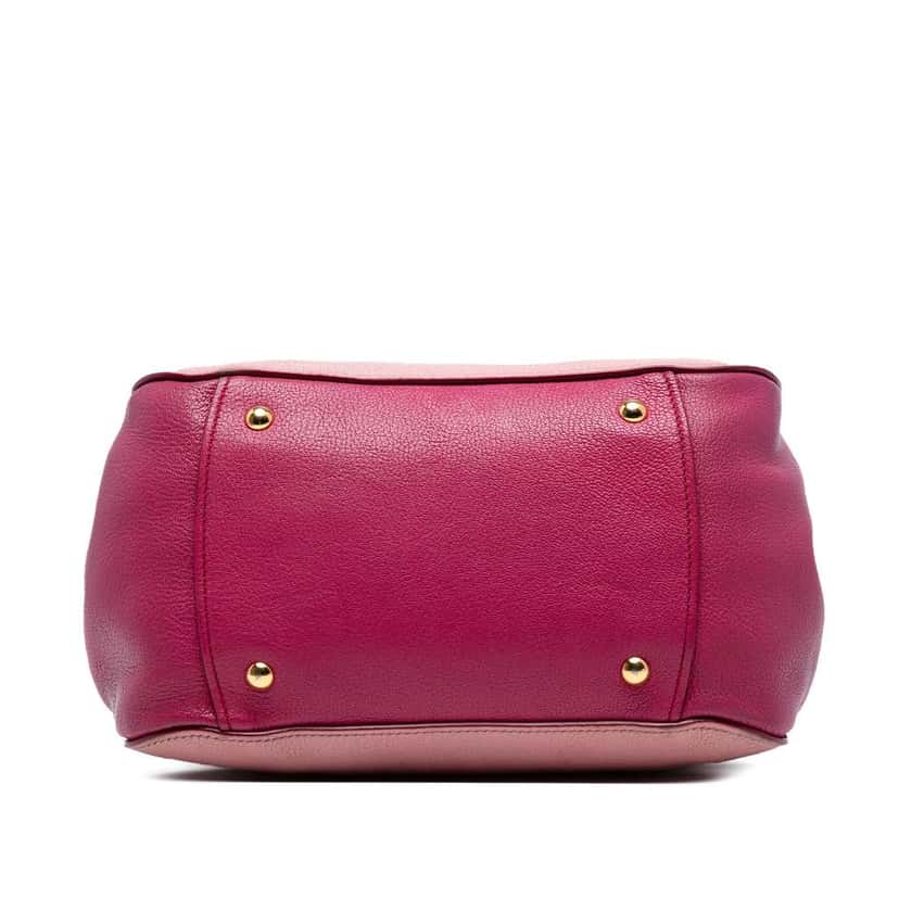 Miu Miu Bicolor Goatskin Madras Bowler Bag Pink Leather Good condition - Inside View