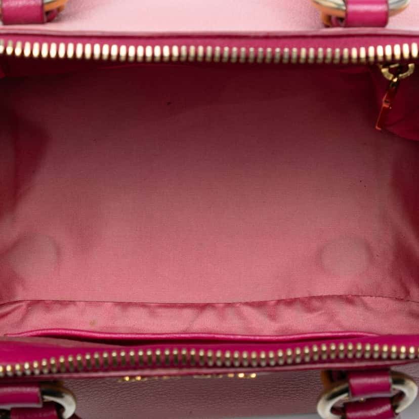 Miu Miu Bicolor Goatskin Madras Bowler Bag Pink Leather Good condition - Model View