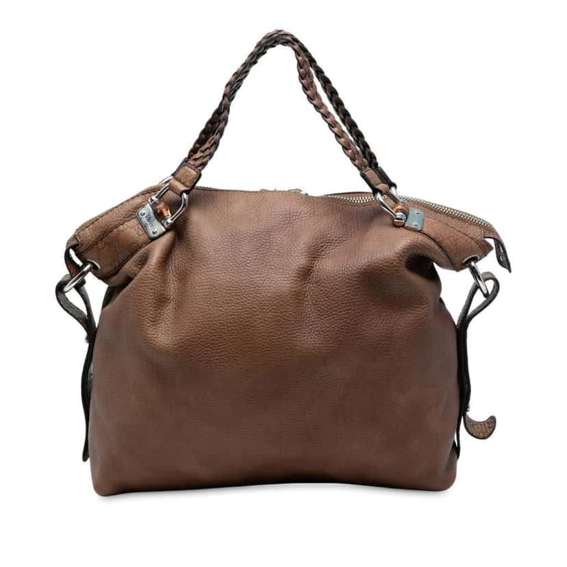 Gucci Large Leather Bamboo Bar Tote Brown Leather Good condition - Front View