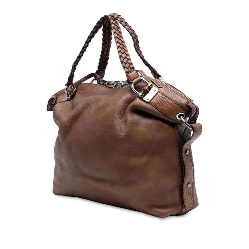 Gucci Large Leather Bamboo Bar Tote Brown Leather Good condition - Back View