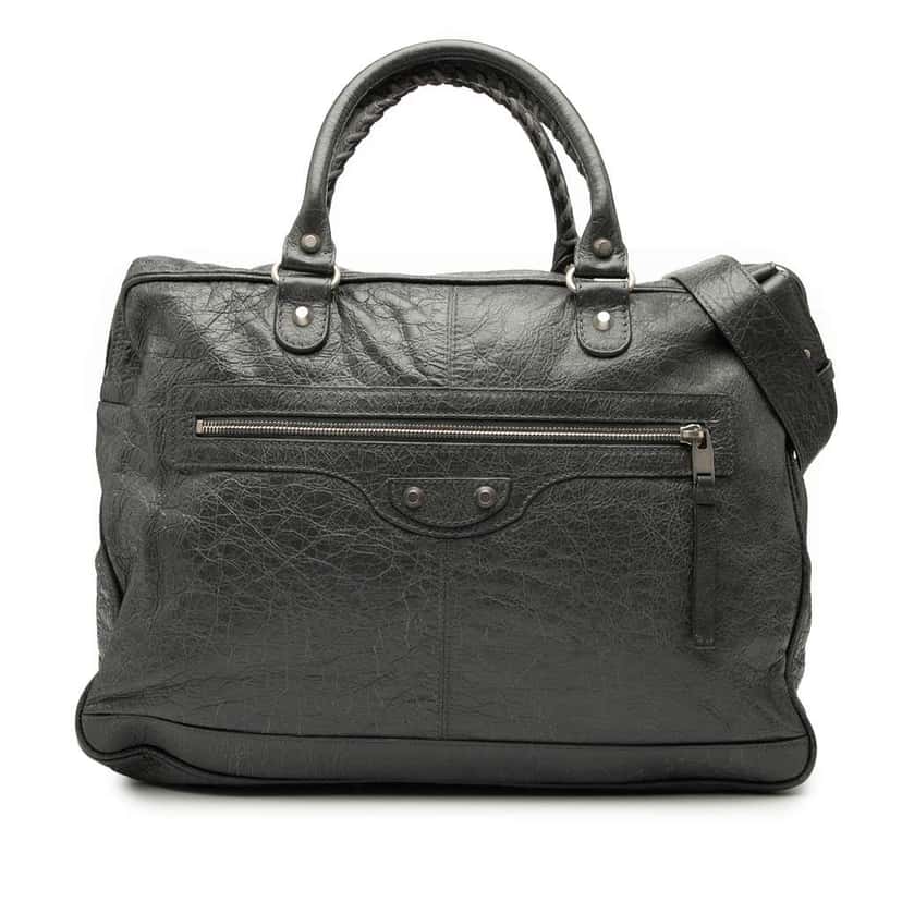 Balenciaga Lambskin Motocross Classic Briefcase Black Leather Good condition - Front View