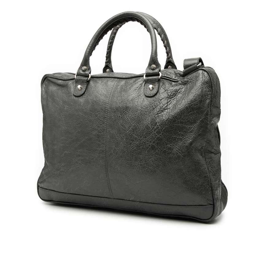 Balenciaga Lambskin Motocross Classic Briefcase Black Leather Good condition - Back View