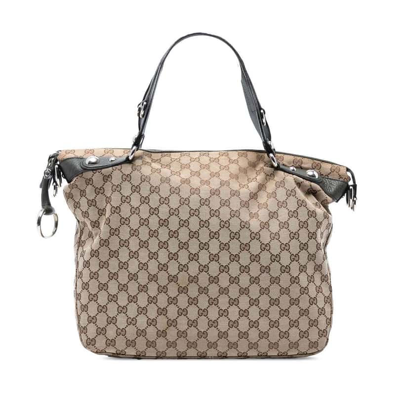 Gucci Large GG Canvas Icon Bit Satchel Brown Canvas Good condition - Front View