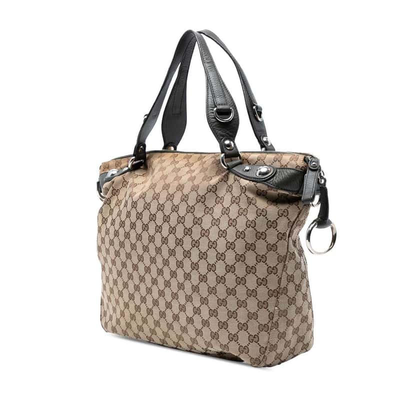 Gucci Large GG Canvas Icon Bit Satchel Brown Canvas Good condition - Back View