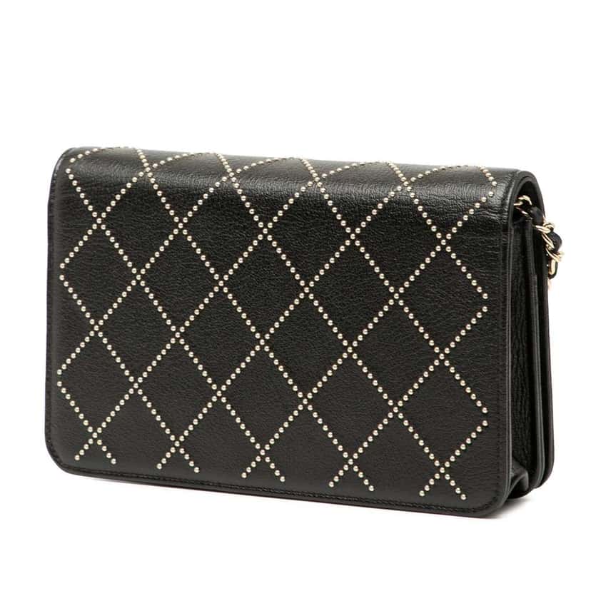 Chanel CC Studded Goatskin Wallet On Chain Black Leather Good condition - Back View