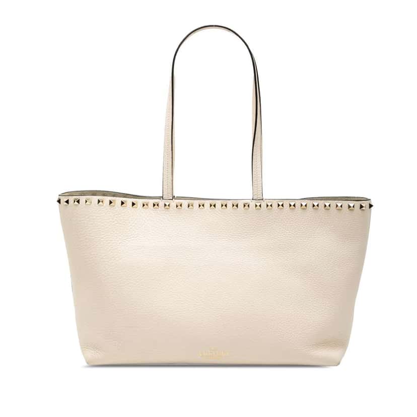 Valentino Leather Rockstud Tote White Leather Good condition - Front View